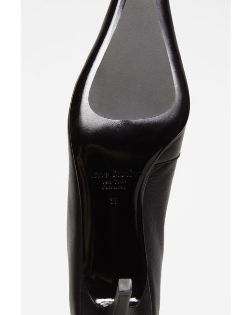 Acne Black Logo Debossed High Heel Boots