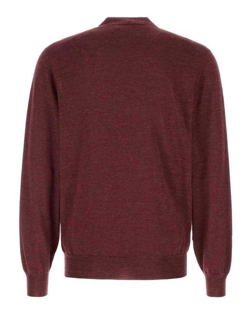 Brunello Cucinelli Purple Buttoned Cardigan for men