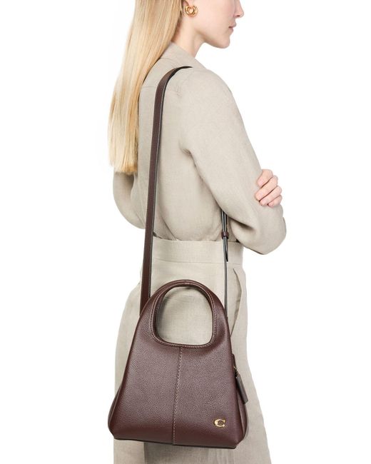 COACH Brown Lana 23 Polished Pebble Leather Shoulder Bag