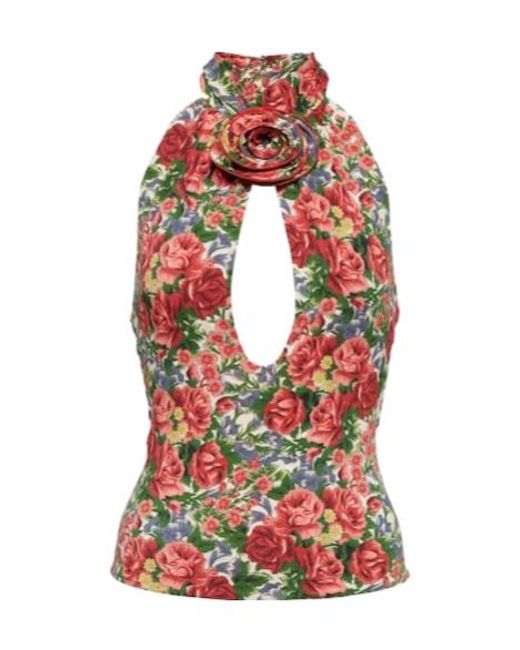 Magda Butrym White Floral Halterneck Top