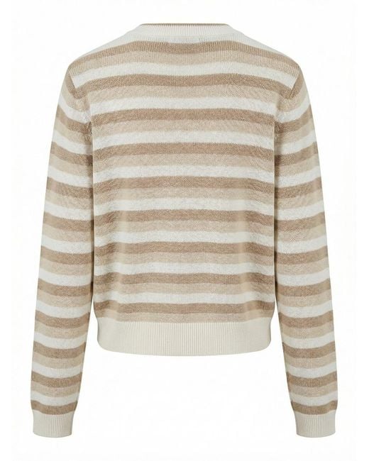 Brunello Cucinelli Gray Striped Crewneck Sweater