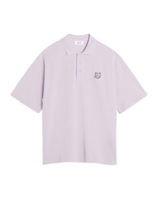 Maison Kitsuné Purple Bold Fox Head-Appliqué Polo Shirt for men