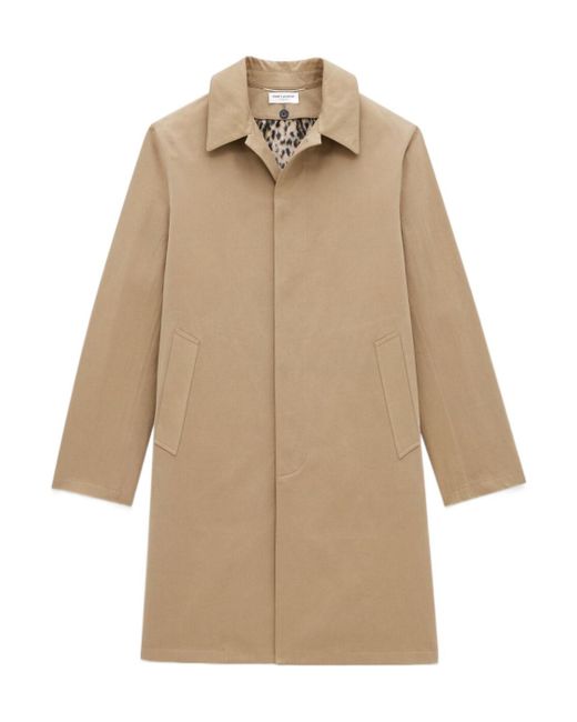 Saint Laurent Natural Knee-Length Long-Sleeved Mackintosh Coat for men