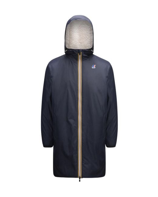 K-Way Blue Le Vrai 3.0 Eiffel Orsetto Hooded Raincoat for men