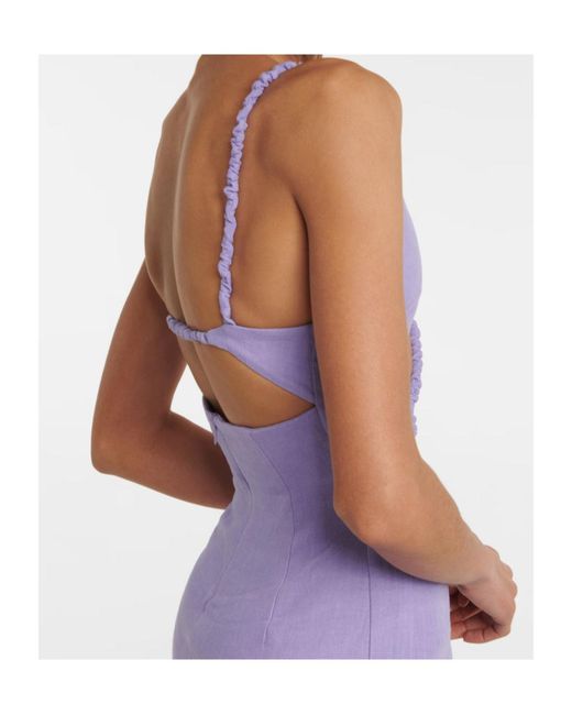 Christopher Esber Purple Pleated Cutout Dress