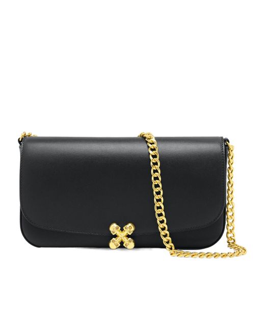 McQueen White Skull Flower Chain-Linked Shoulder Bag