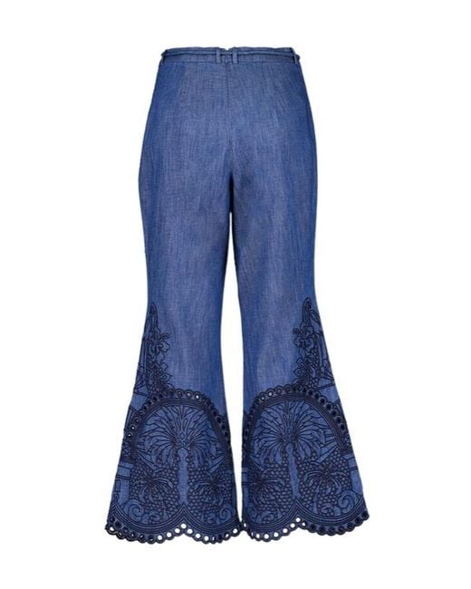 Zimmermann Blue Embroidered Flared Jeans