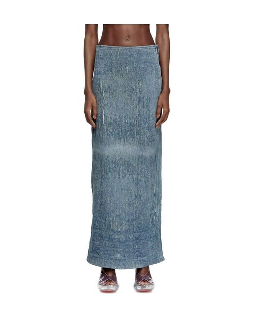 DIESEL Black De-Megan-Fsg Distressed Denim Skirt