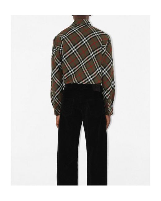 Burberry Gray Long Sleeved Checked Buttoned Shirt for men