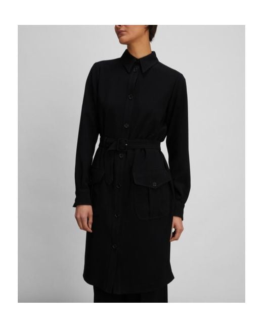 Aspesi Black Shirt-Style Dress