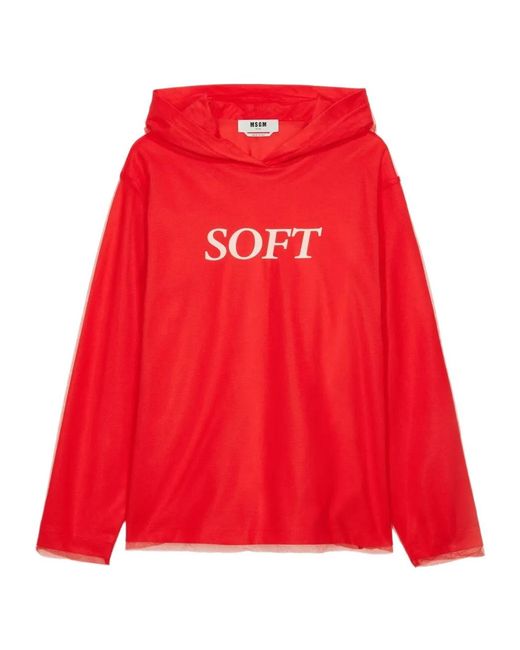 MSGM Red Long-Sleeve Hoodie