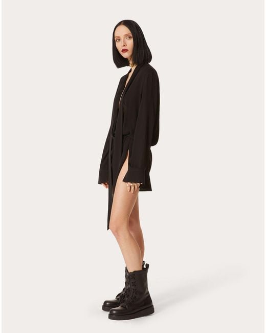 Valentino Black Scarf Detail Mini Dress