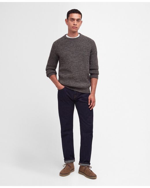 Barbour Gray Logo-Patch Crewneck Jumper for men