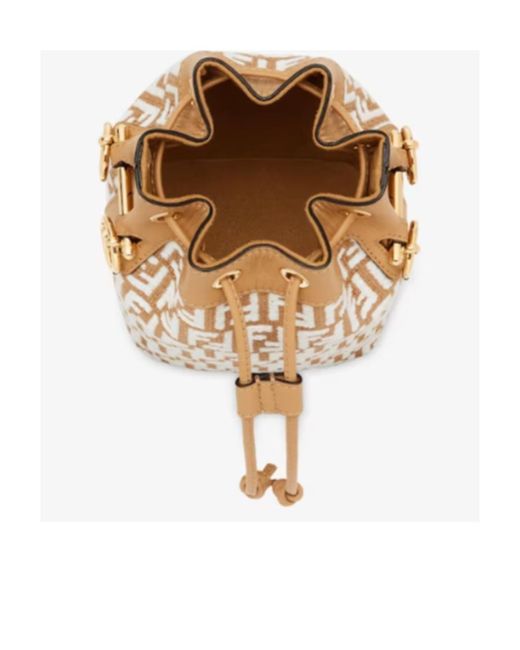 Fendi White Mon Tresor Drawstring Bucket Bag