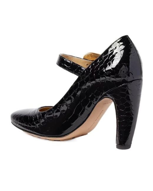 Bottega Veneta Black Square-Headed Mary Jane Heels
