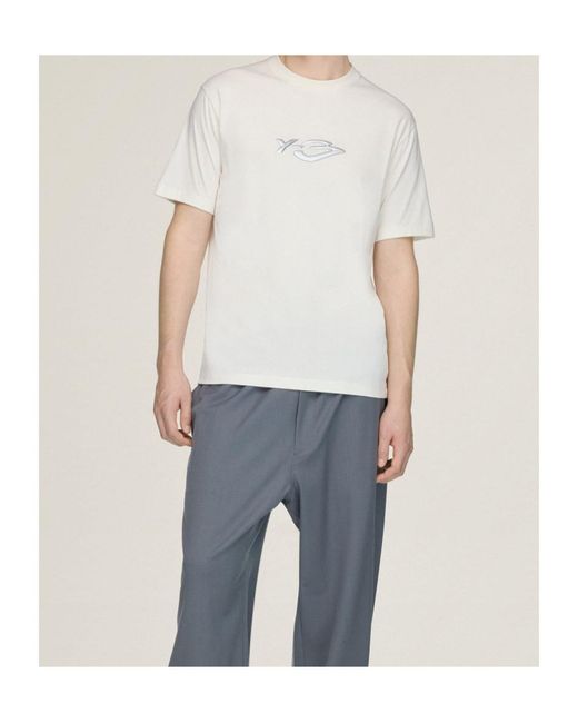 Y-3 White Liquid Logo Short Sleeve Tee for men