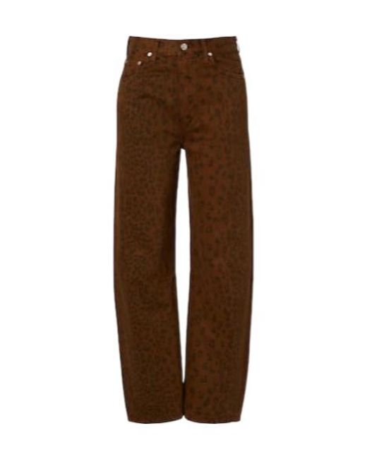 Citizens of Humanity Brown Miro Leopard-Print Barrel-Leg Jeans