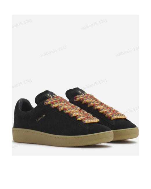 Lanvin Black Lite Curb Suede Sneakers