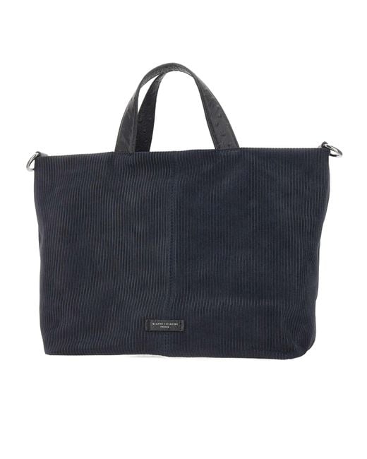 Gianni Chiarini Blue Scilla Ribbed Tote Bag