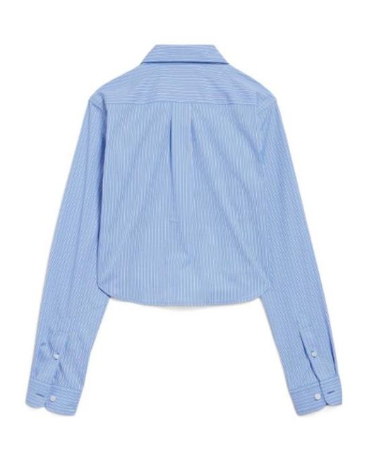 Balenciaga Blue Striped Cropped Shirt