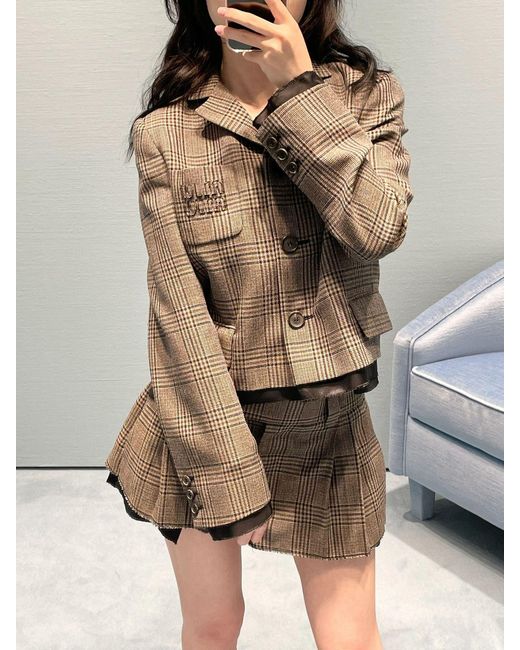 Miu Miu Brown Pleated Waist Loop Skirt