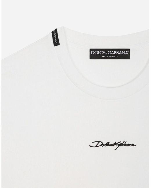 Dolce & Gabbana White Logo Patch Crewneck T-Shirt for men