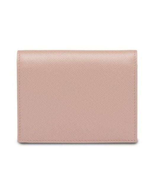Prada Pink Logo Bifold Wallet