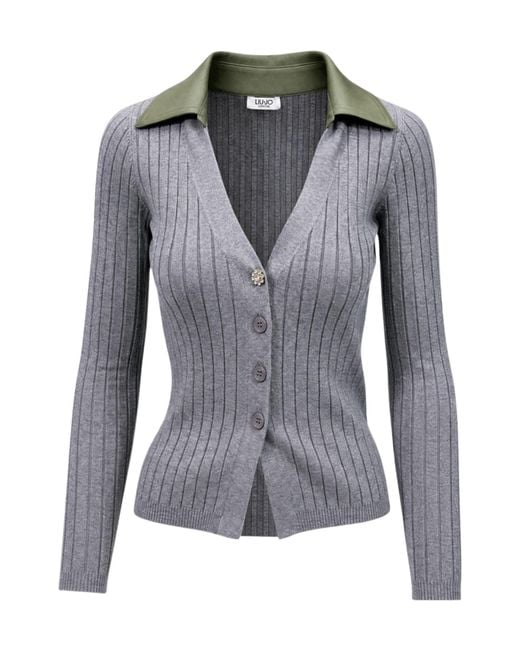 Liu Jo Gray Button-Front Cardigan