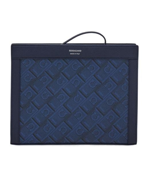 Ferragamo Blue Ferragamo Monogram Pouch for men