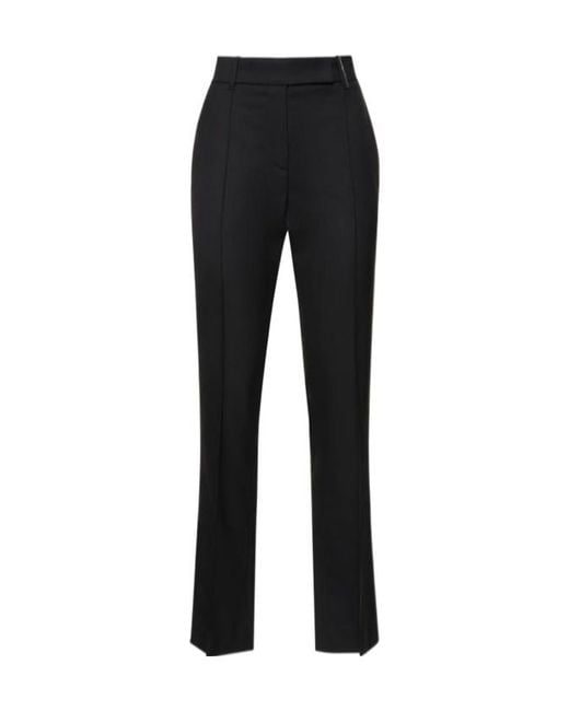 Brunello Cucinelli Black Wool Crepe Straight Pants
