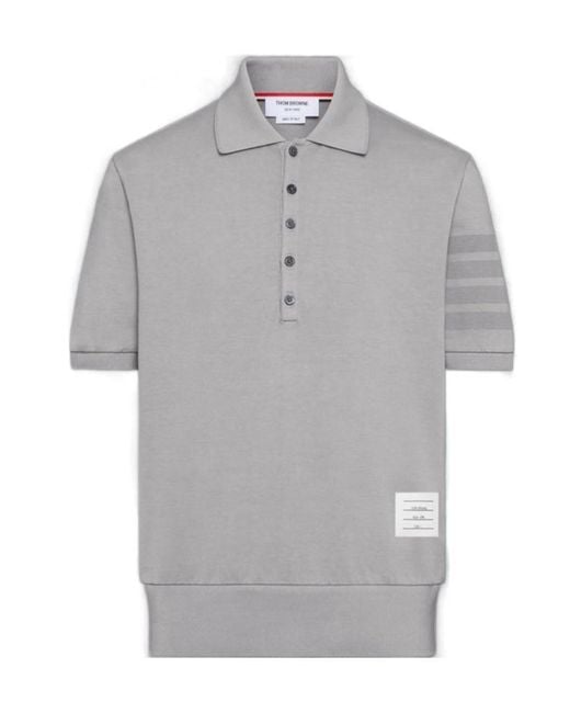 Thom Browne Gray Ottoman-Bar Top Polo for men