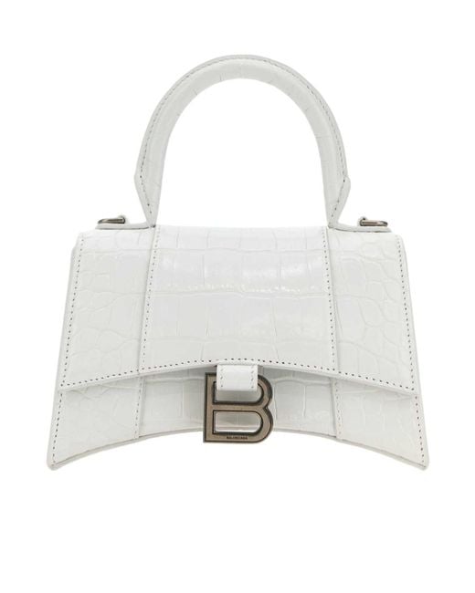 Balenciaga White Hourglass Xs Top Handle Bag