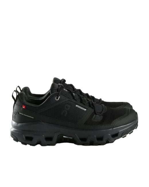 On Shoes Black Running Cloudrock Low Waterproof Sneakers for men