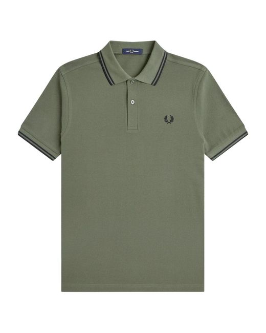 Fred Perry Green Solid Color Polo Shirt for men