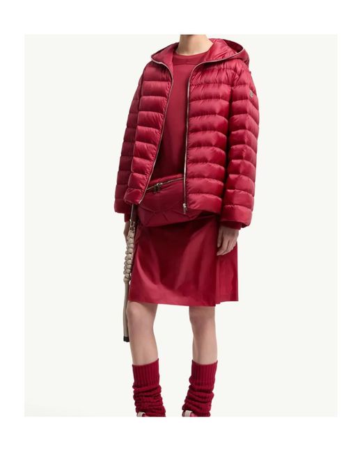 Moncler Red Moncler Rick Owens Ziplock Hooded Short Down Jacket for men