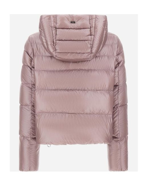 Herno Pink Zip-Up Hooded Puffer Jacket