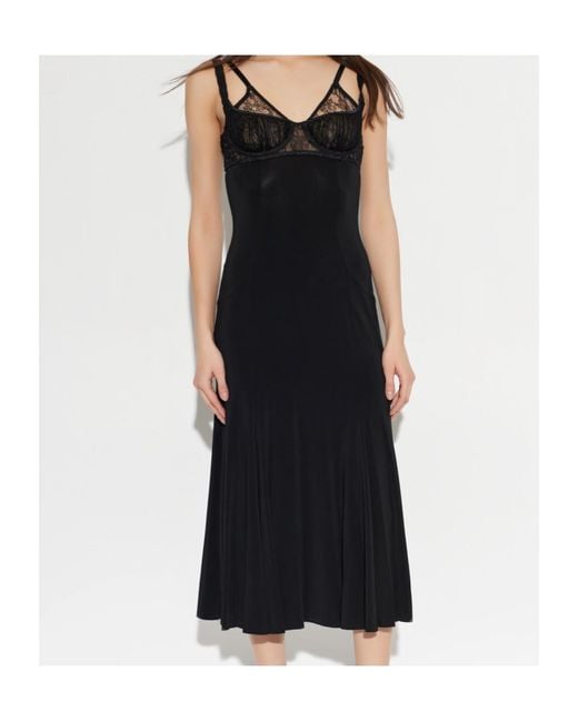 Dolce & Gabbana Black Lace Insert Strap Dress