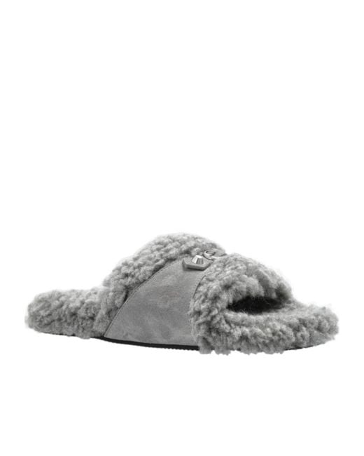 Balenciaga Gray Plush Slippers