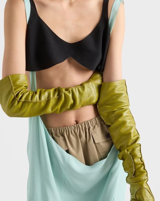 Prada Green Long Nappa Gloves