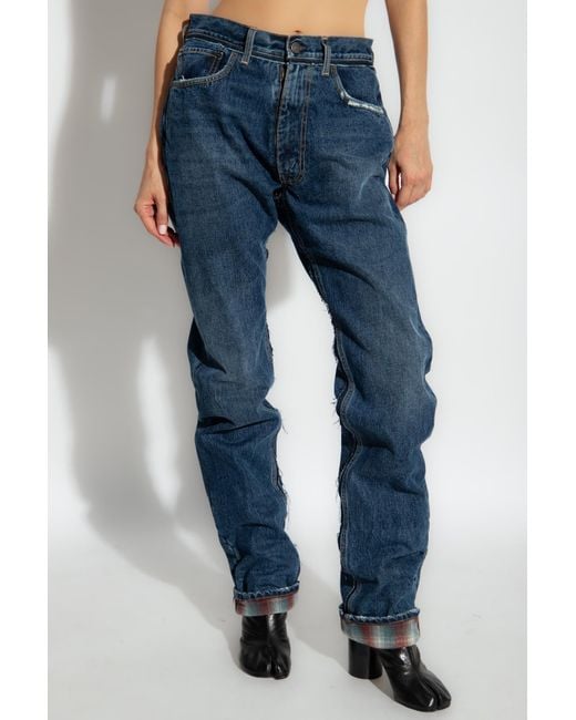 Maison Margiela Blue Vintage Checkered Detailed Jeans
