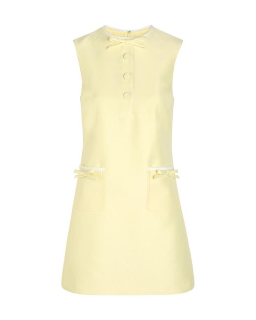Self-Portrait Yellow Bow-Appliquéd Taffeta Mini Dress