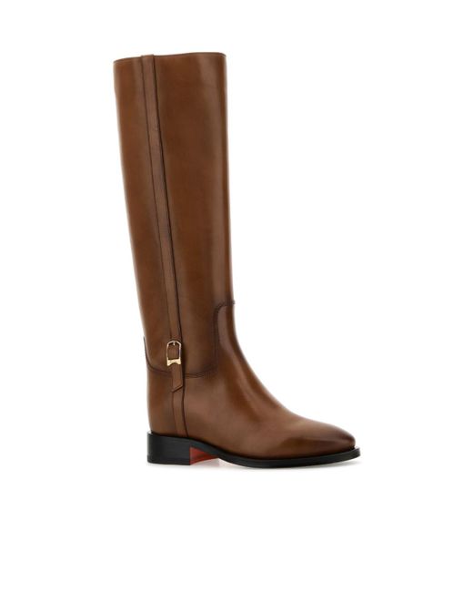 Santoni Brown Mandy Buckle Boots