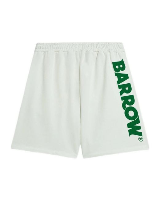 Barrow White Logo Print Shorts for men