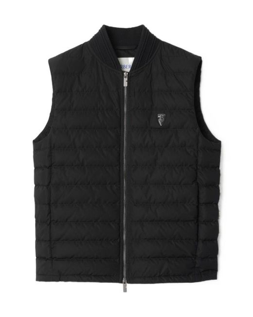 Burberry Black Quilted Zip-Up Down Vest for men