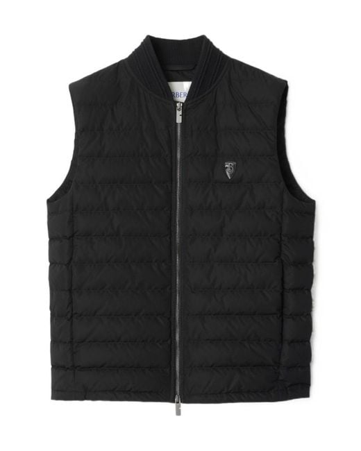 Burberry Black Quilted Zip-Up Down Vest for men
