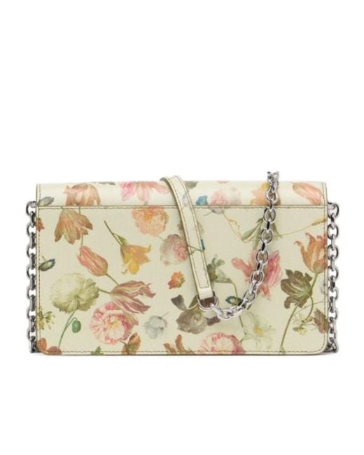 Maison Margiela White Floral-Print Leather Mini Bag