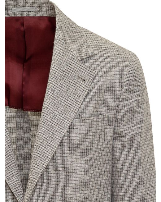 Brunello Cucinelli Gray Single-Breasted Tailored Jacket for men