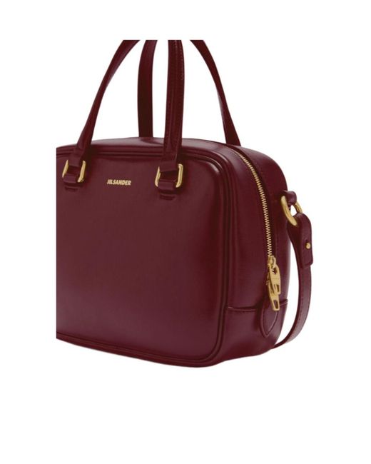 Jil Sander Red Vision Small Small-Sized Leather Crossbody Bag With Embossed Logo
