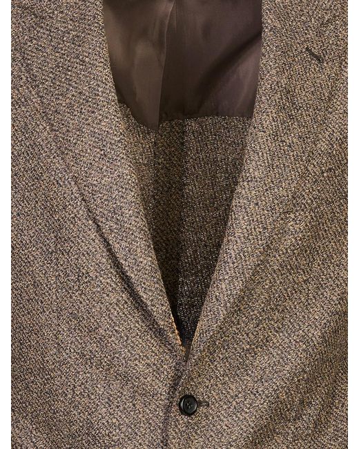 Canali Brown Textured-Finish Single-Breasted Blazer for men