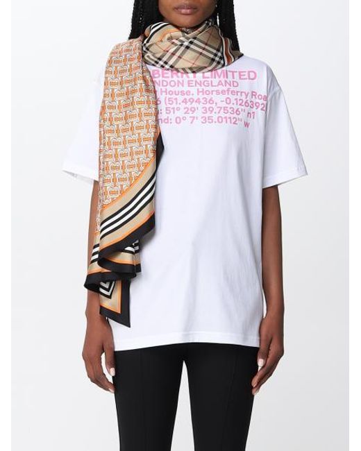 Burberry White Montage-Print Square Scarf